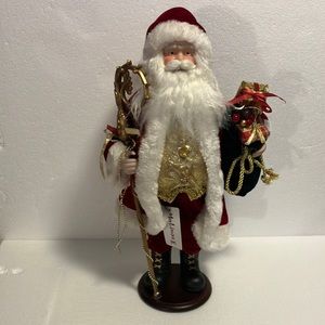 Santa Clause figurine 18" tall Red, green  and gold